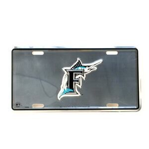 MLB Miami Marlins Metal License Plate Retro Chrome Embossed Florida Old Logo